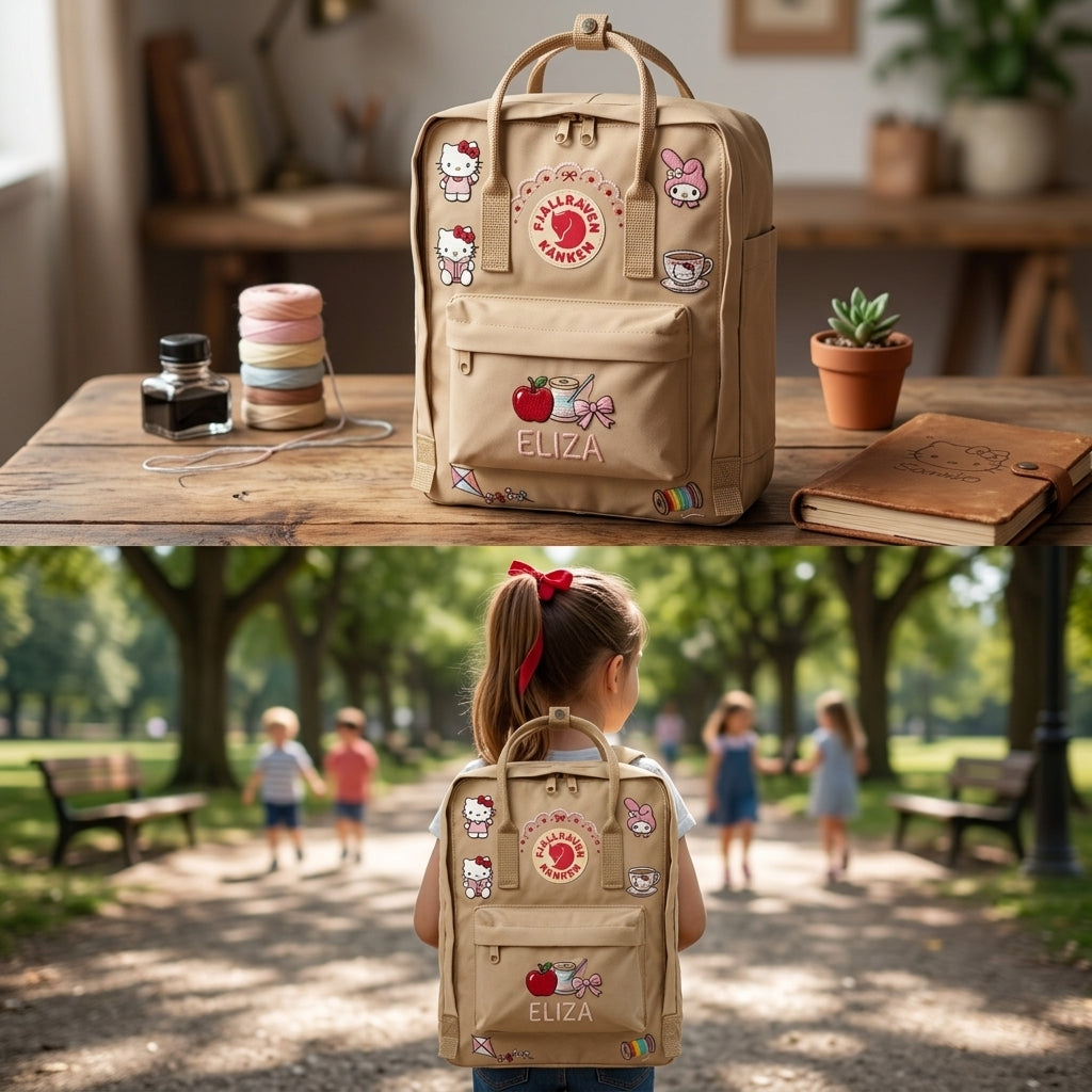 Hello Kitty Fjallraven Kanken Hand-Embroidered Backpack