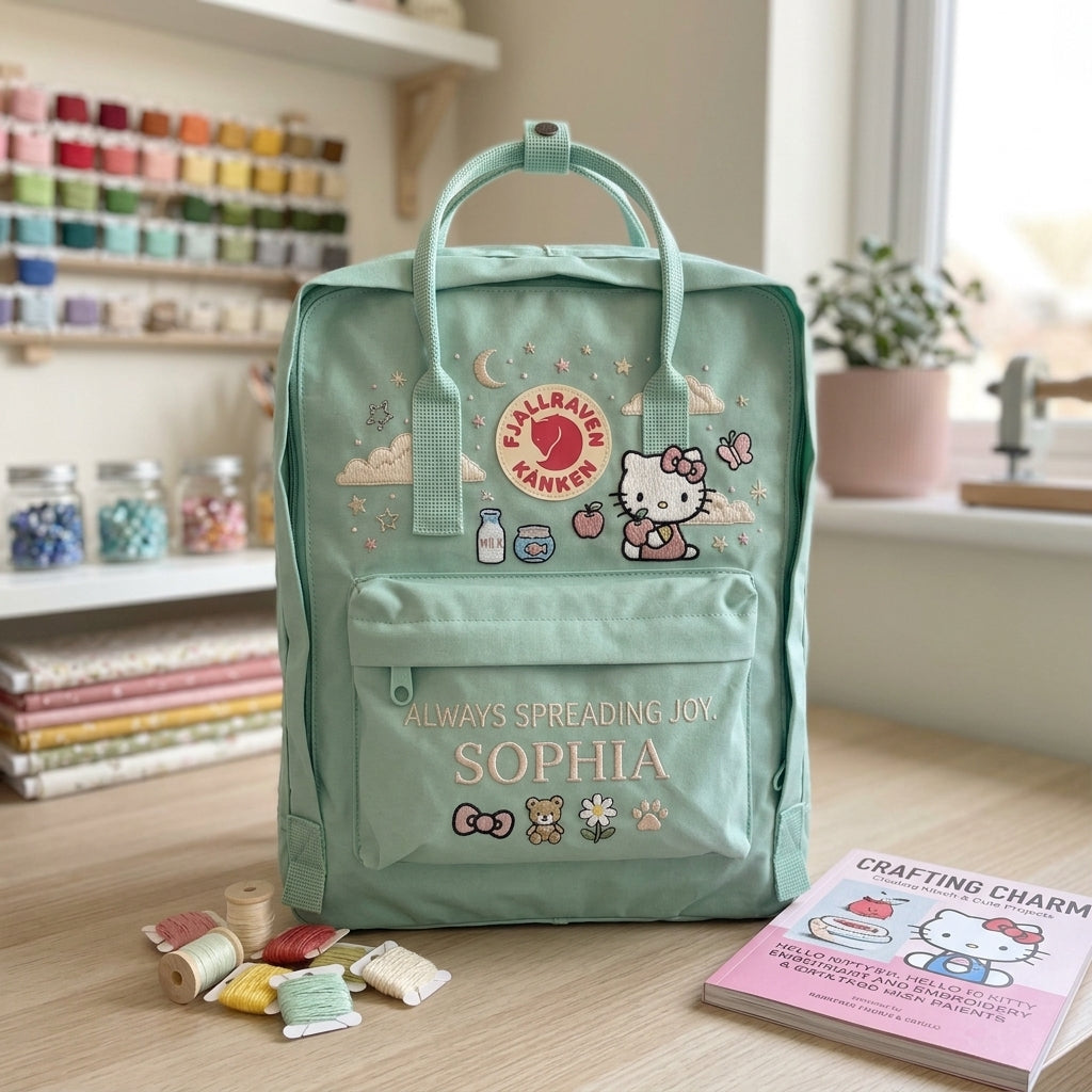 Hello Kitty Fjallraven Kanken Hand-Embroidered Backpack