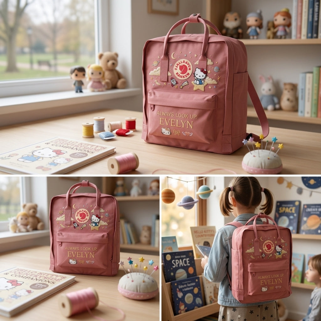 Hello Kitty Fjallraven Kanken Hand-Embroidered Backpack