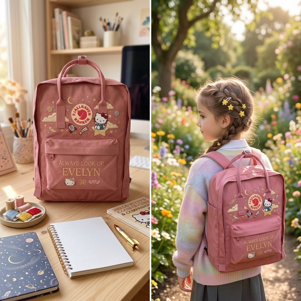 Hello Kitty Fjallraven Kanken Hand-Embroidered Backpack