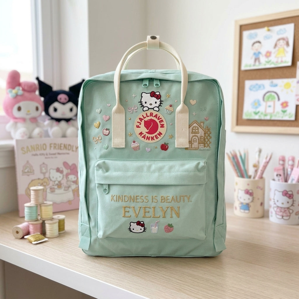 Hello Kitty Fjallraven Kanken Hand-Embroidered Backpack