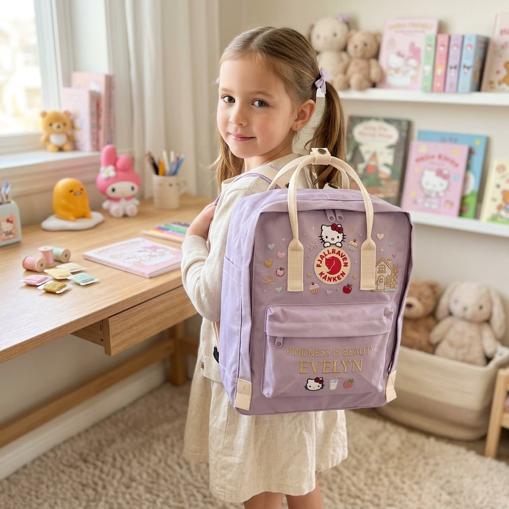 Hello Kitty Fjallraven Kanken Hand-Embroidered Backpack