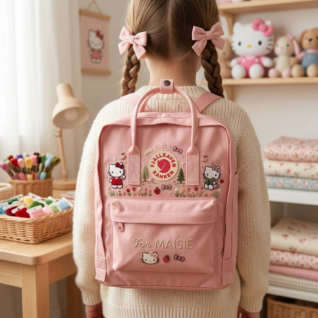 Hello Kitty Fjallraven Kanken Hand-Embroidered Backpack