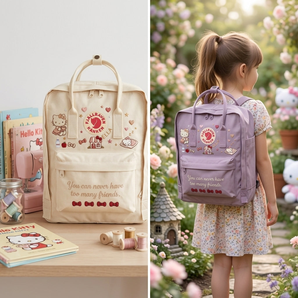 Hello Kitty Fjallraven Kanken Hand-Embroidered Backpack