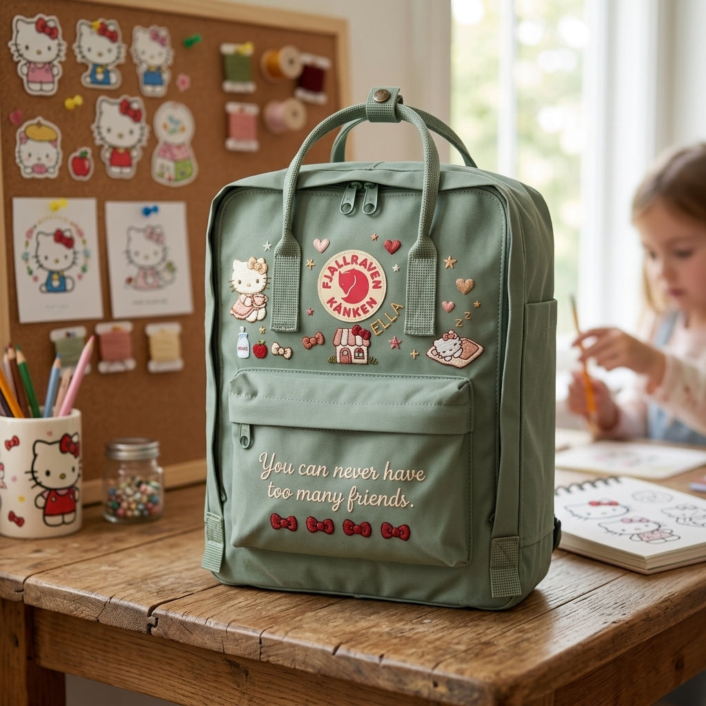 Hello Kitty Fjallraven Kanken Hand-Embroidered Backpack
