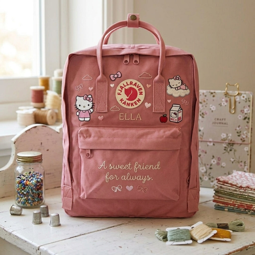 Hello Kitty Fjallraven Kanken Hand-Embroidered Backpack