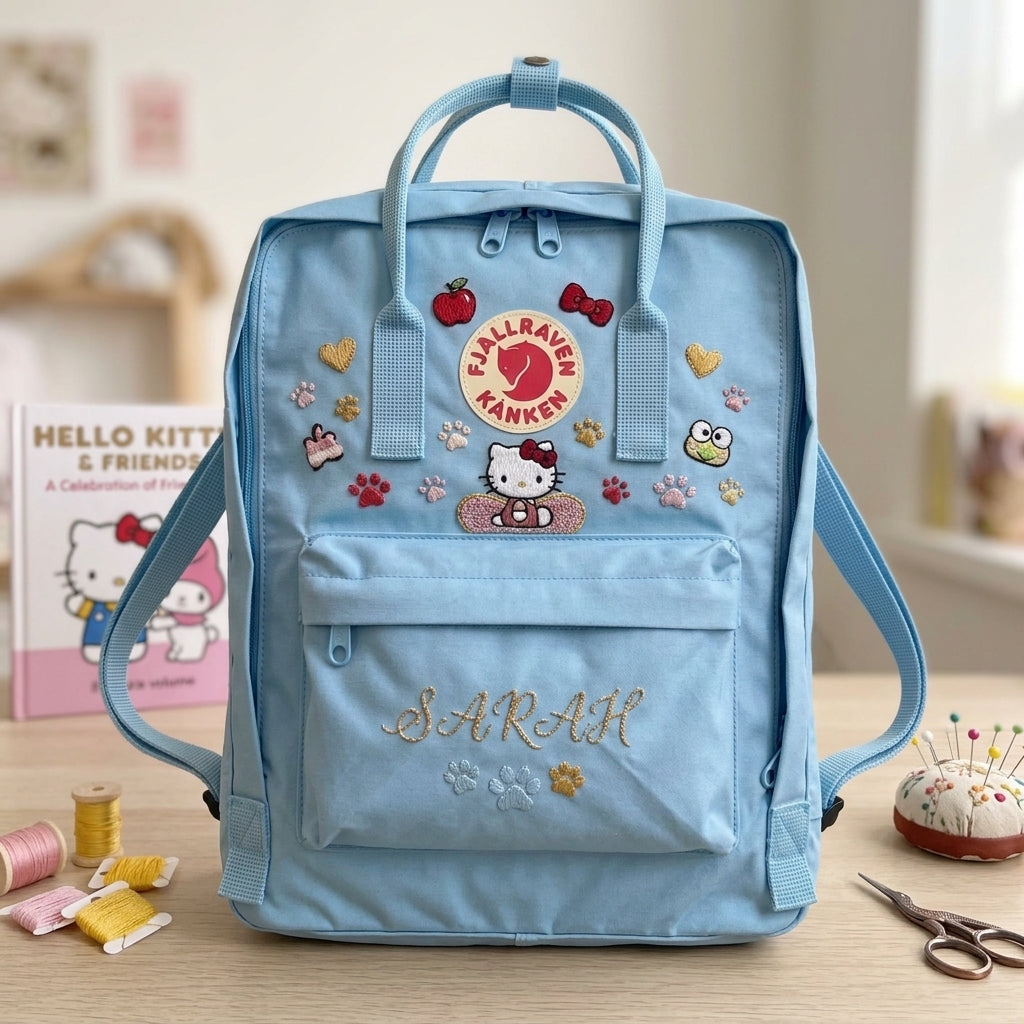 Hello Kitty Fjallraven Kanken Hand-Embroidered Backpack