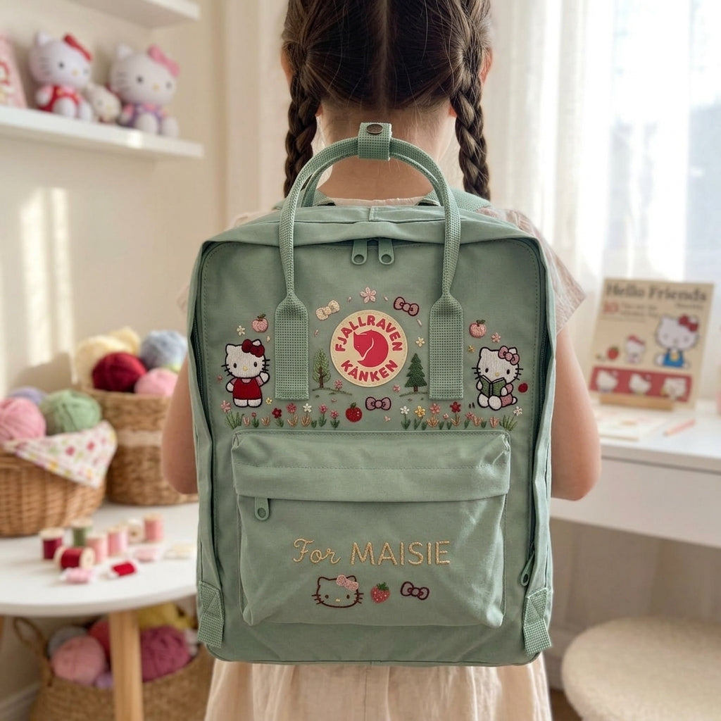 Hello Kitty Fjallraven Kanken Hand-Embroidered Backpack