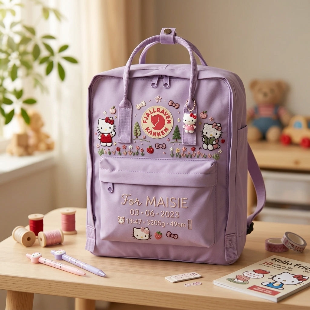 Hello Kitty Fjallraven Kanken Hand-Embroidered Backpack