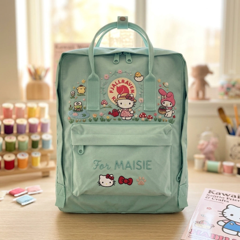 Hello Kitty Fjallraven Kanken Hand-Embroidered Backpack