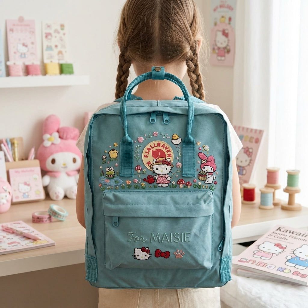 Hello Kitty Fjallraven Kanken Hand-Embroidered Backpack