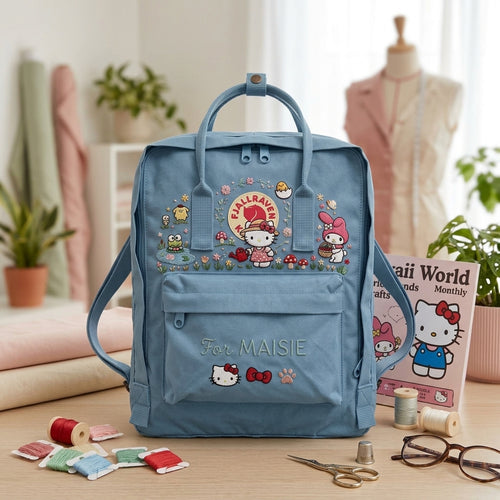Hello Kitty Fjallraven Kanken Hand-Embroidered Backpack