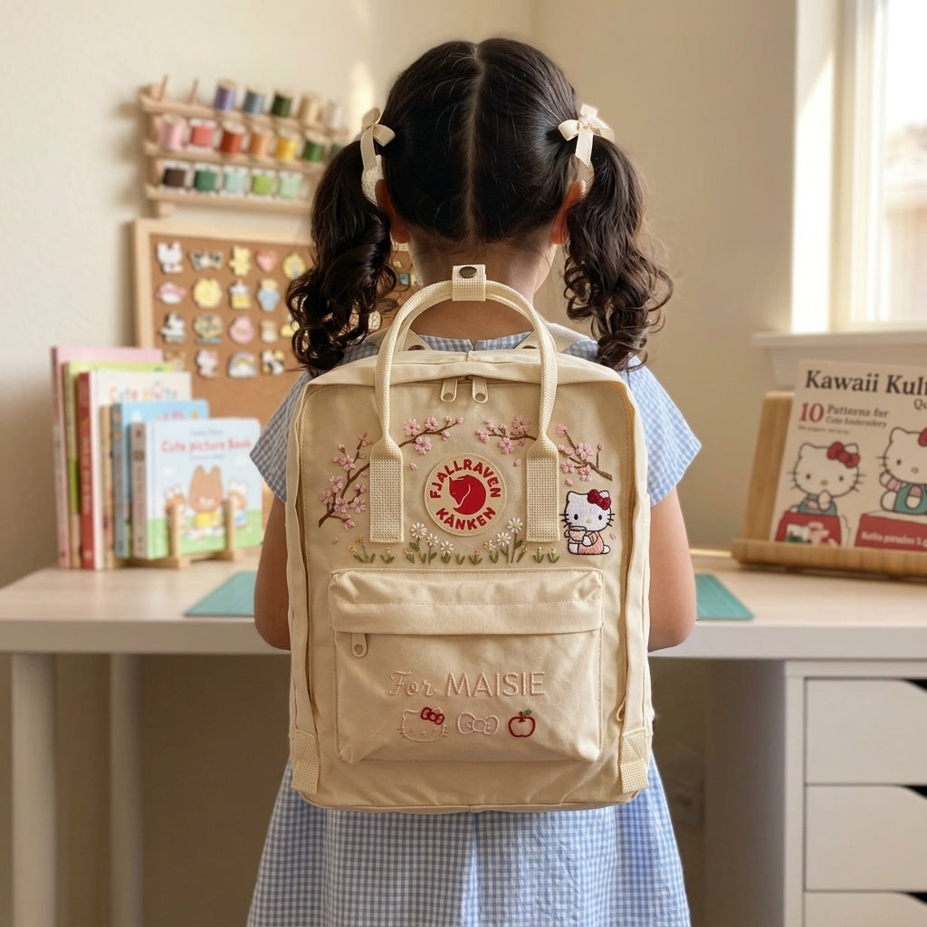 Hello Kitty Fjallraven Kanken Hand-Embroidered Backpack