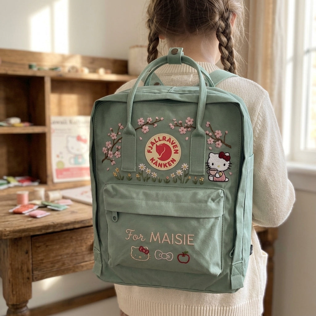 Hello Kitty Fjallraven Kanken Hand-Embroidered Backpack