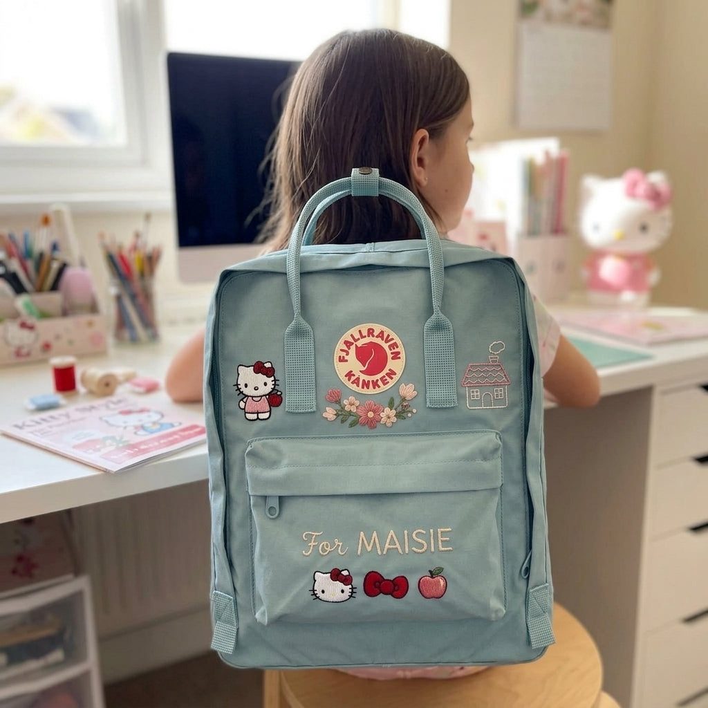 Hello Kitty Fjallraven Kanken Hand-Embroidered Backpack