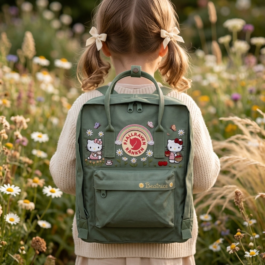 Hello Kitty Fjallraven Kanken Hand-Embroidered Backpack