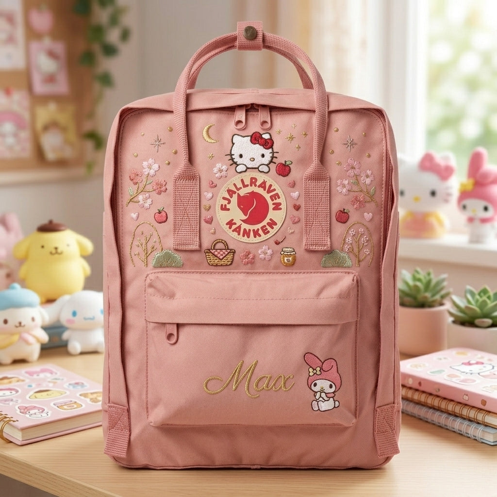 Hello Kitty Fjallraven Kanken Hand-Embroidered Backpack