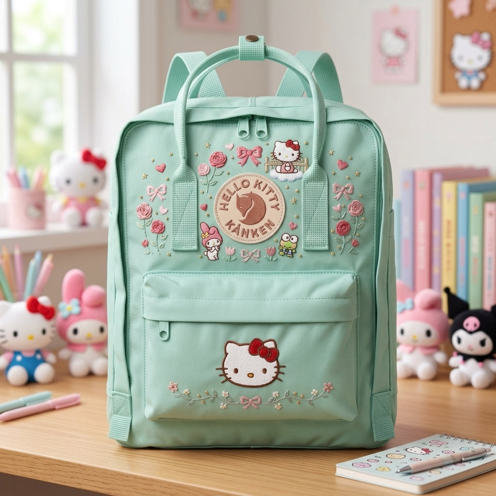Hello Kitty Fjallraven Kanken Hand-Embroidered Backpack