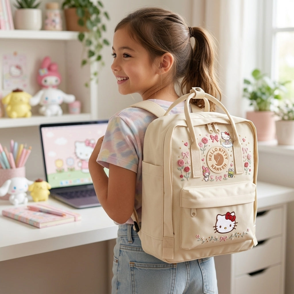 Hello Kitty Fjallraven Kanken Hand-Embroidered Backpack