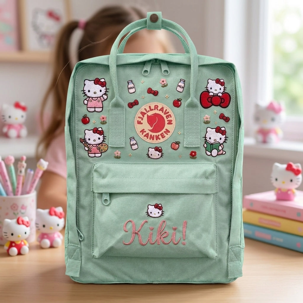Hello Kitty Fjallraven Kanken Hand-Embroidered Backpack