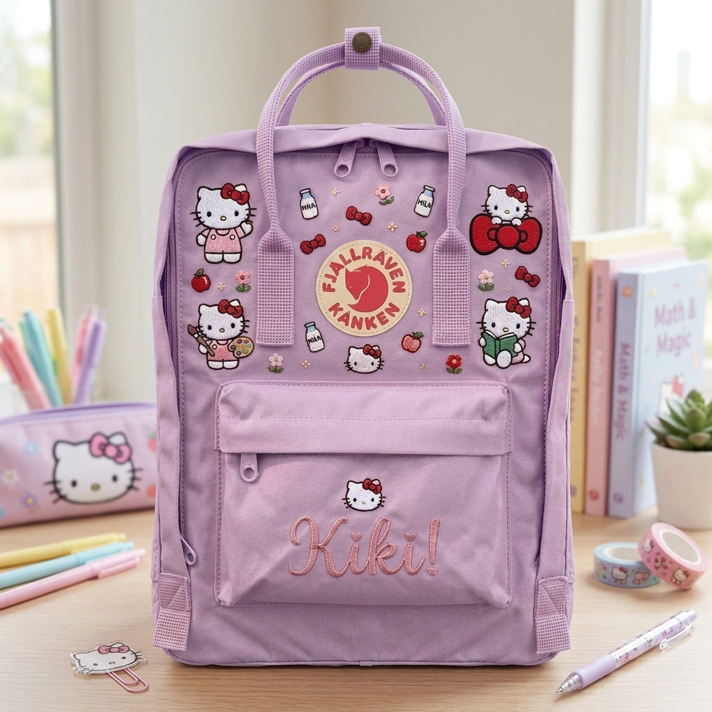 Hello Kitty Fjallraven Kanken Hand-Embroidered Backpack
