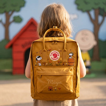 Snoopy Fjallraven Kanken Hand-Embroidered Backpack