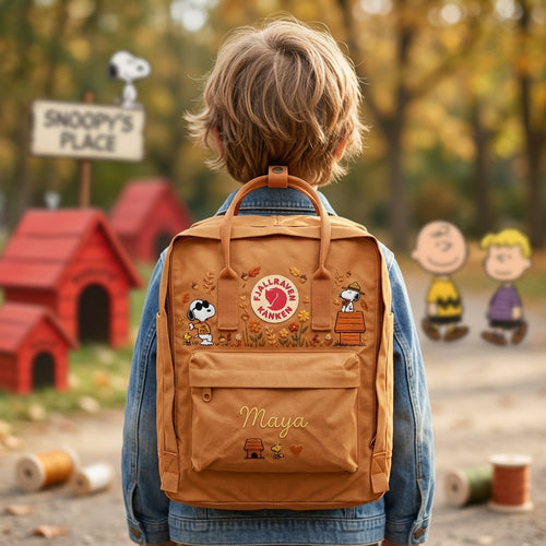 Snoopy Fjallraven Kanken Hand-Embroidered Backpack