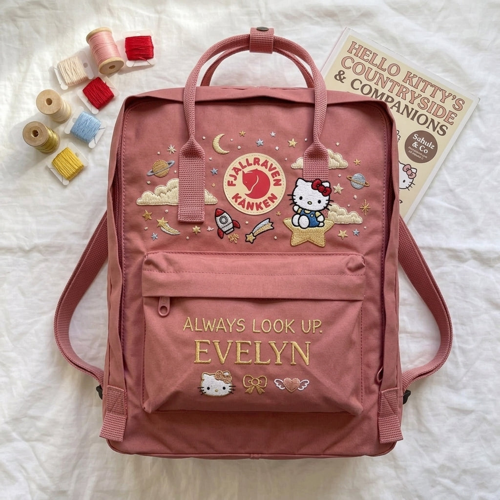 Hello Kitty Fjallraven Kanken Hand-Embroidered Backpack