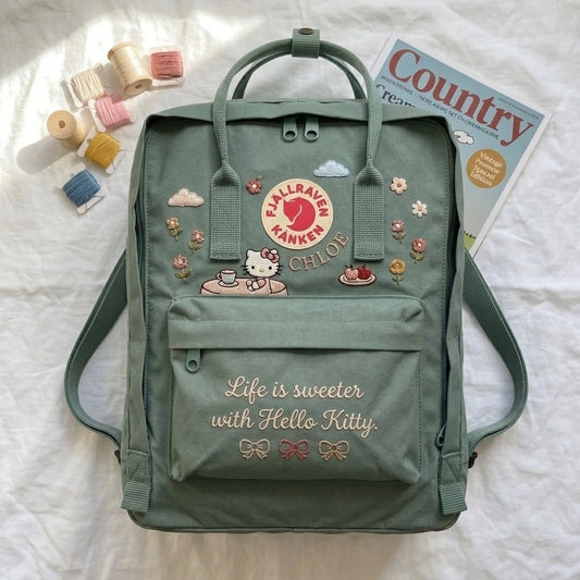 Sac à dos Hello Kitty Fjallraven Kanken brodé à la main