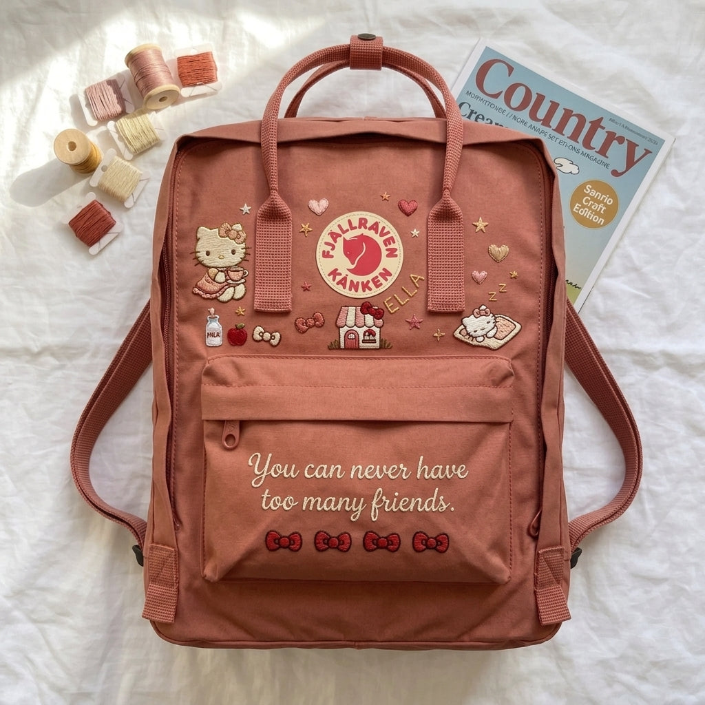 Hello Kitty Fjallraven Kanken Hand-Embroidered Backpack