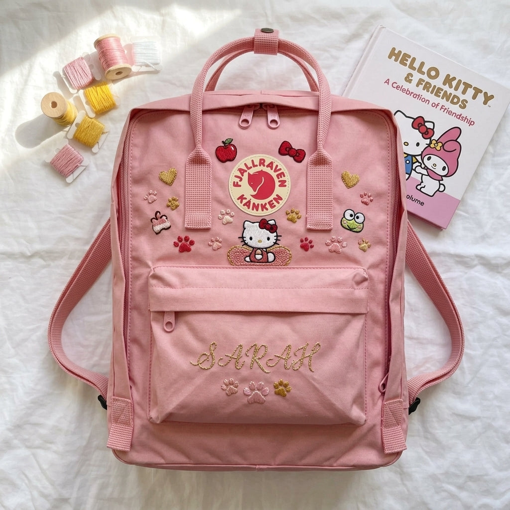 Hello Kitty Fjallraven Kanken Hand-Embroidered Backpack