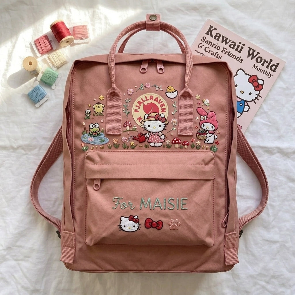 Hello Kitty Fjallraven Kanken Hand-Embroidered Backpack