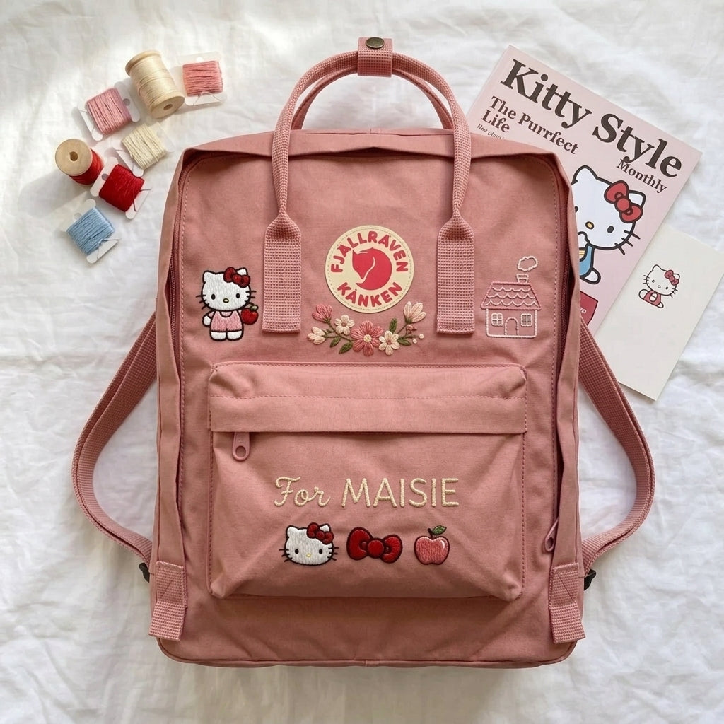 Hello Kitty Fjallraven Kanken Hand-Embroidered Backpack