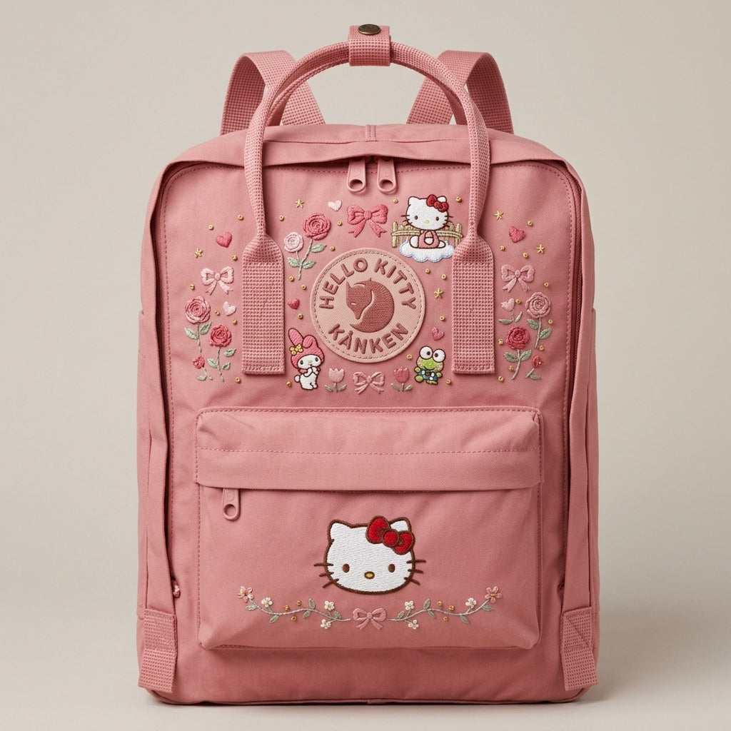 Hello Kitty Fjallraven Kanken Hand-Embroidered Backpack