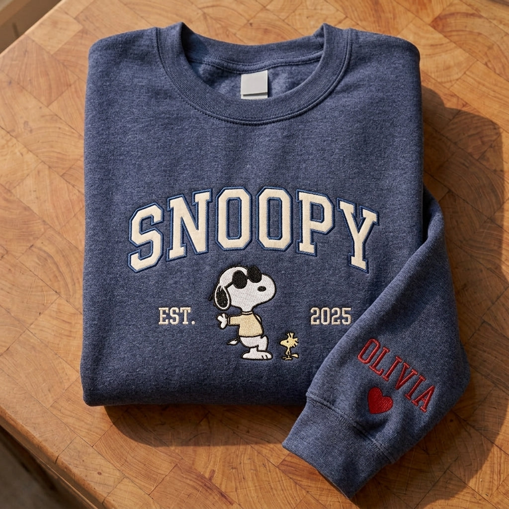 Custom Embroidered Snoopy T-Shirt, Sweatshirt, Hoodie