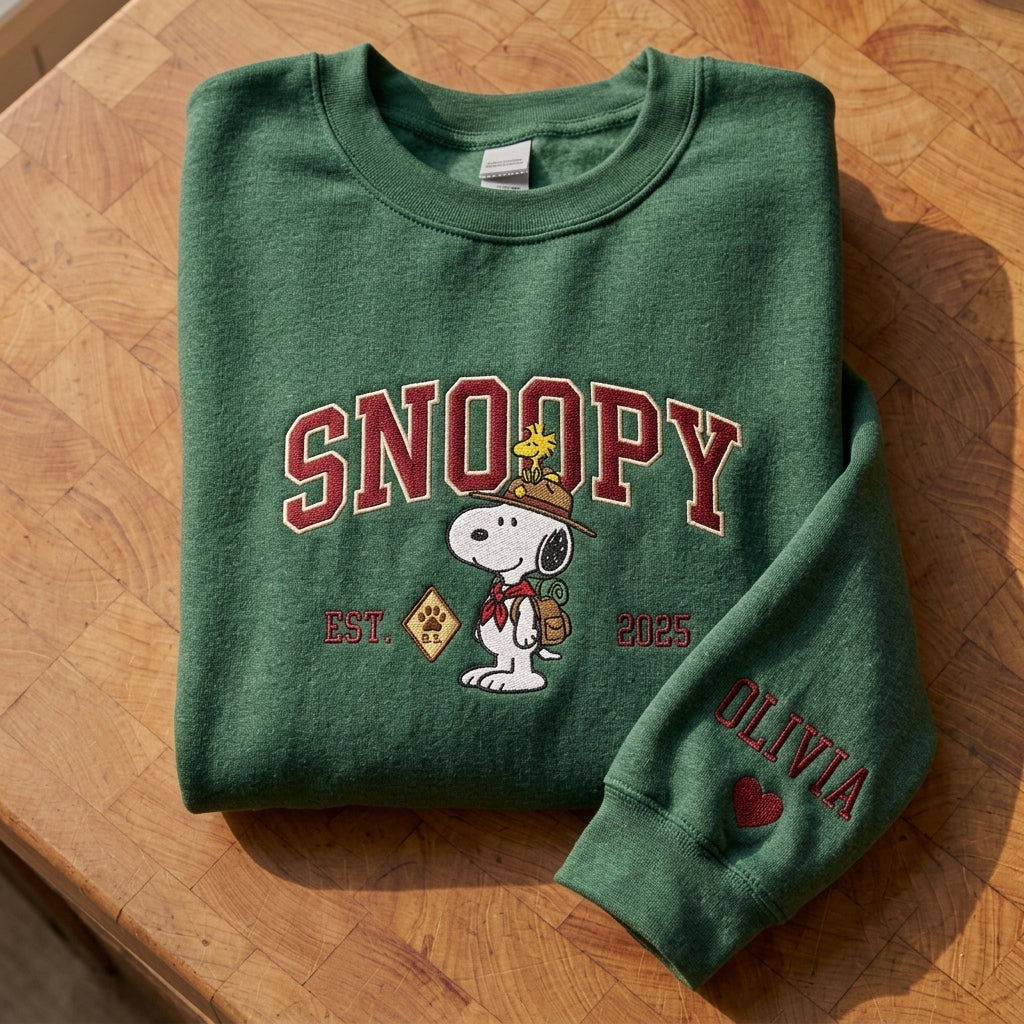 Custom Embroidered Snoopy T-Shirt, Sweatshirt, Hoodie