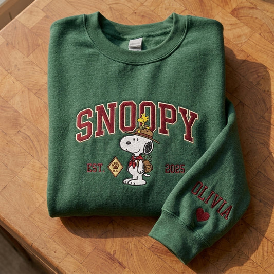 Custom Embroidered Snoopy T-Shirt, Sweatshirt, Hoodie