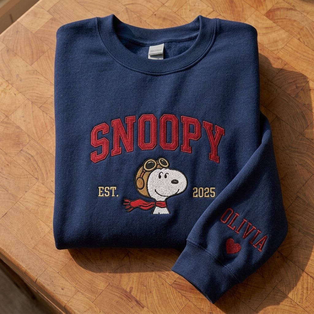 Custom Embroidered Snoopy T-Shirt, Sweatshirt, Hoodie