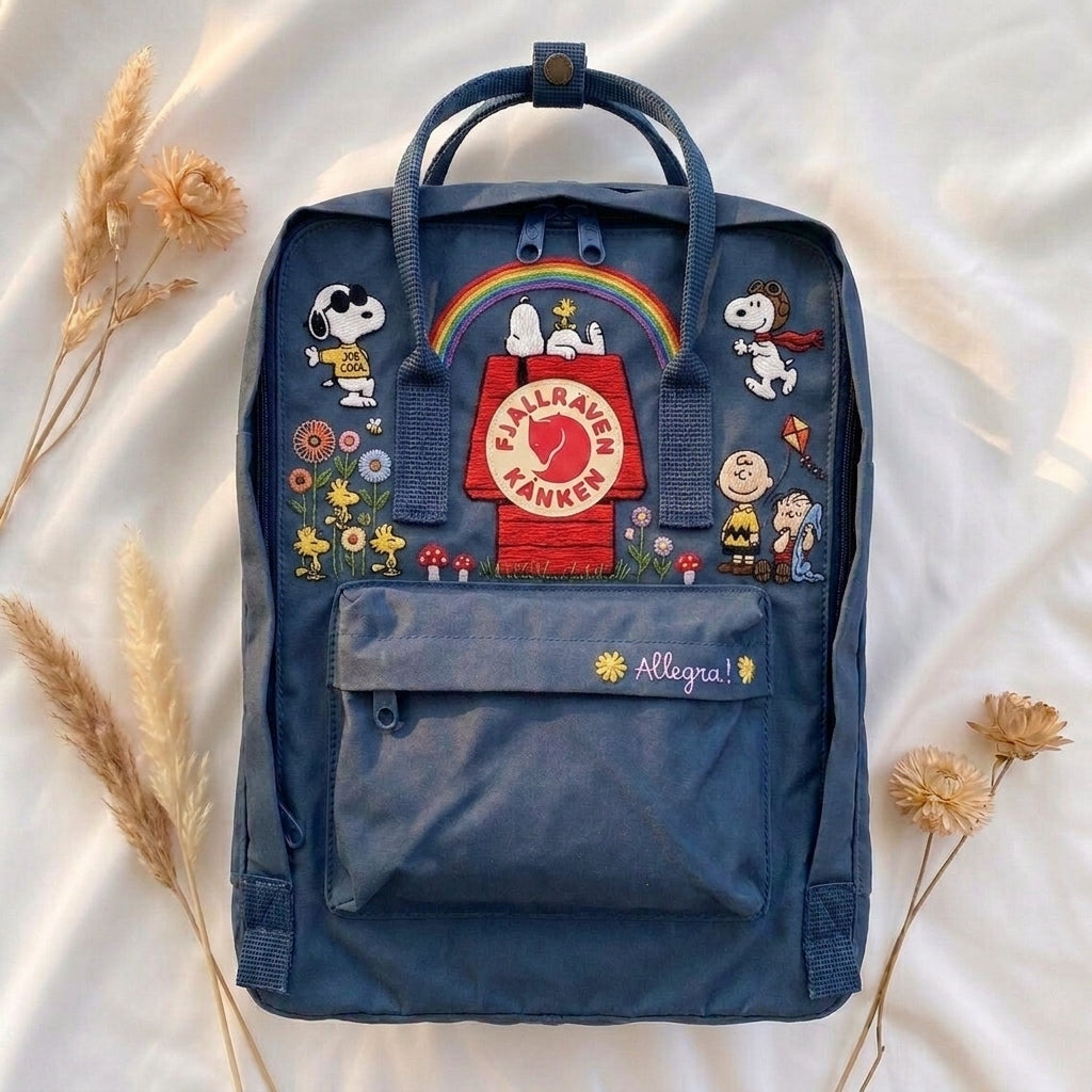 Snoopy Fjallraven Kanken Hand-Embroidered Backpack