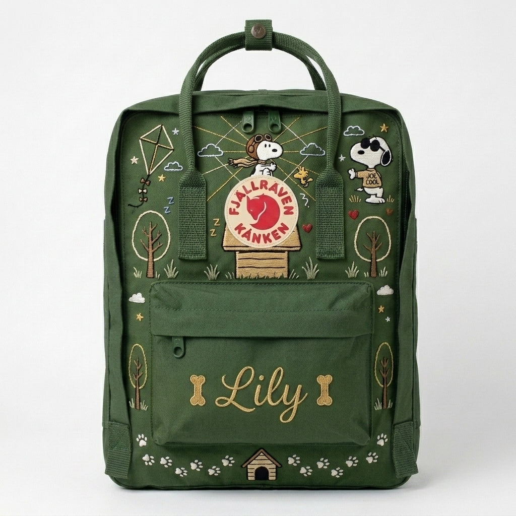 Snoopy Fjallraven Kanken Hand-Embroidered Backpack