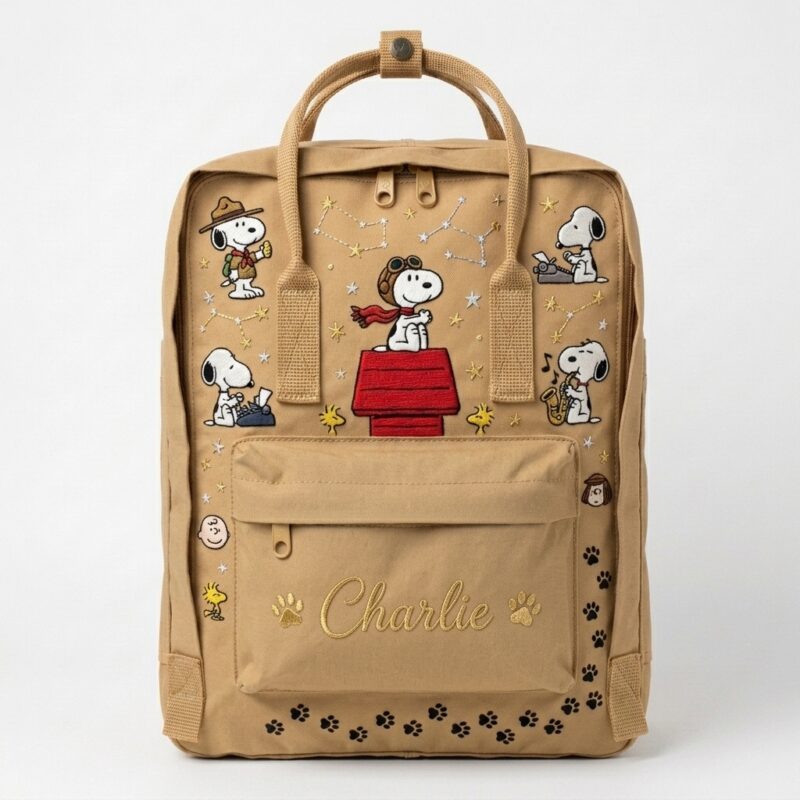 Snoopy Fjallraven Kanken Hand-Embroidered Backpack
