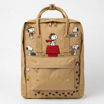 Snoopy Fjallraven Kanken Hand-Embroidered Backpack