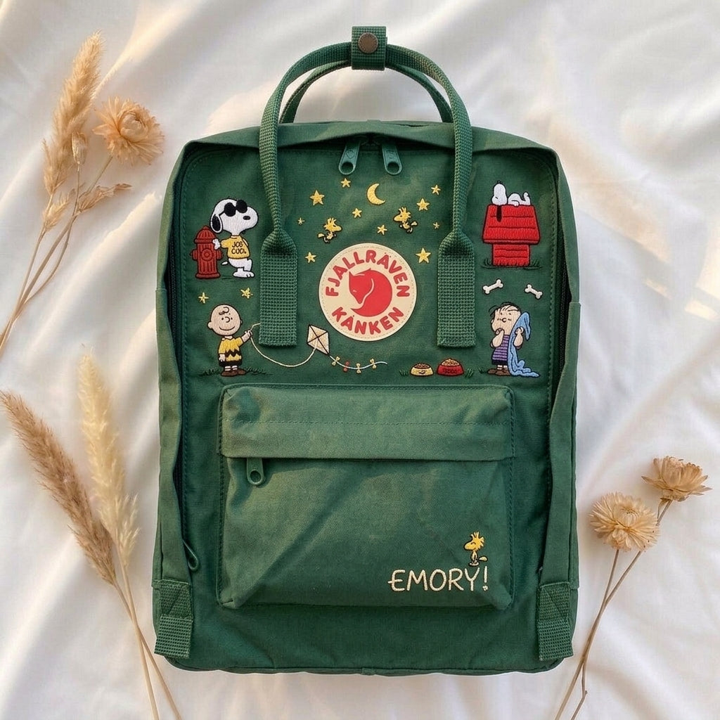 Snoopy Fjallraven Kanken Hand-Embroidered Backpack
