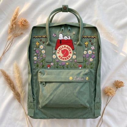 Snoopy Fjallraven Kanken Hand-Embroidered Backpack
