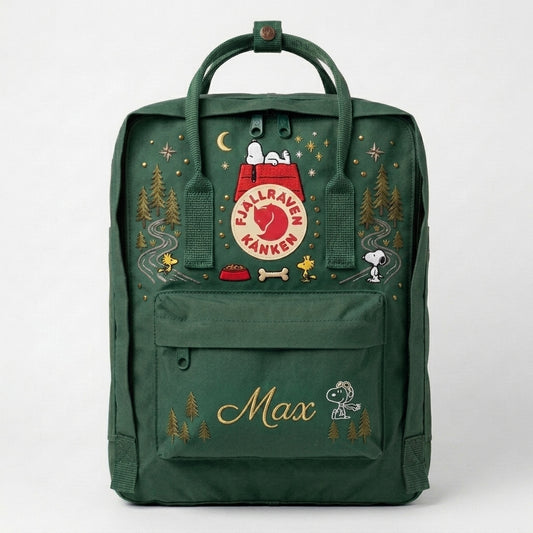 Sac à dos Snoopy Fjallraven Kanken brodé à la main