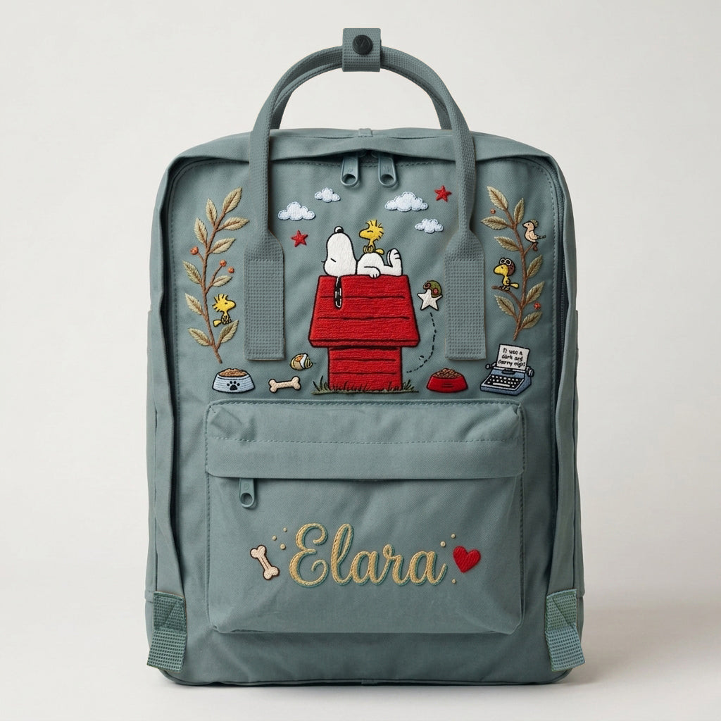 Snoopy Fjallraven Kanken Hand-Embroidered Backpack