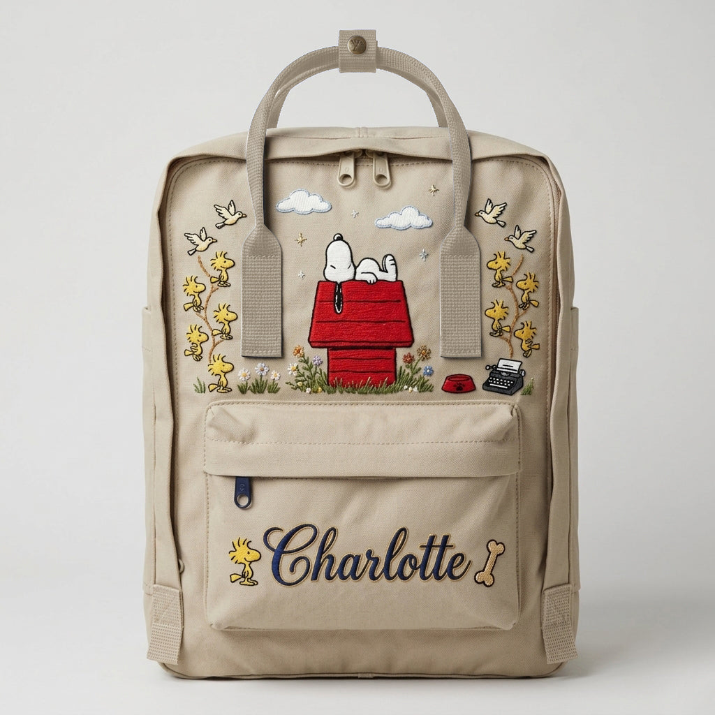 Snoopy Fjallraven Kanken Hand-Embroidered Backpack