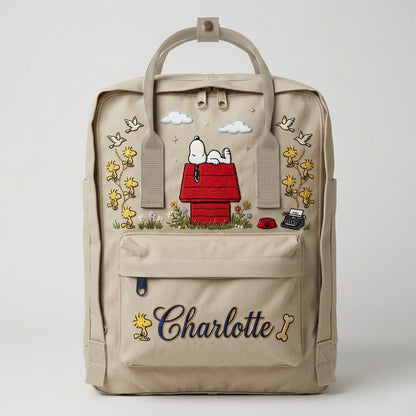 Snoopy Fjallraven Kanken Hand-Embroidered Backpack
