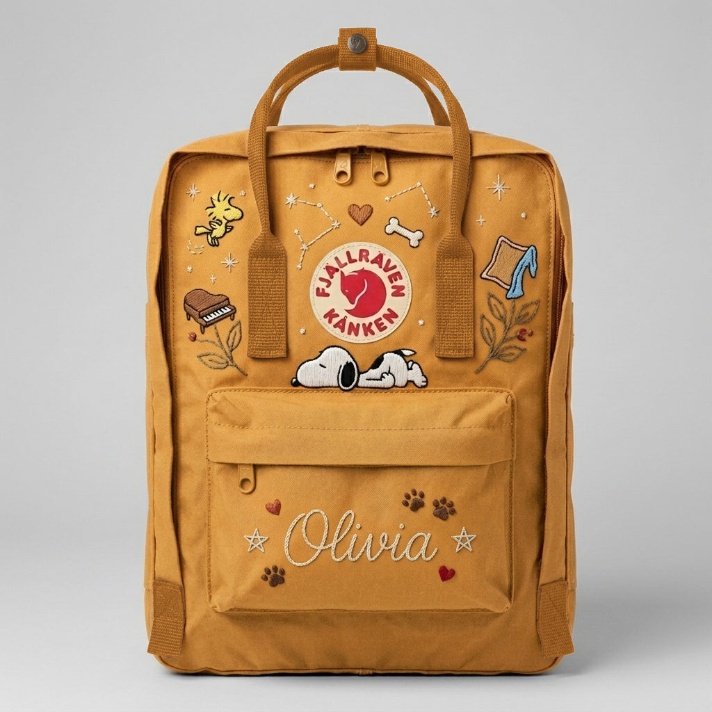 Snoopy Fjallraven Kanken Hand-Embroidered Backpack