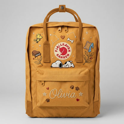 Snoopy Fjallraven Kanken Hand-Embroidered Backpack